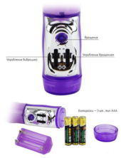 Фиолетовый виброкомпьютер «Бабочка» с ротацией и функцией Up Down - 24 см. - 2