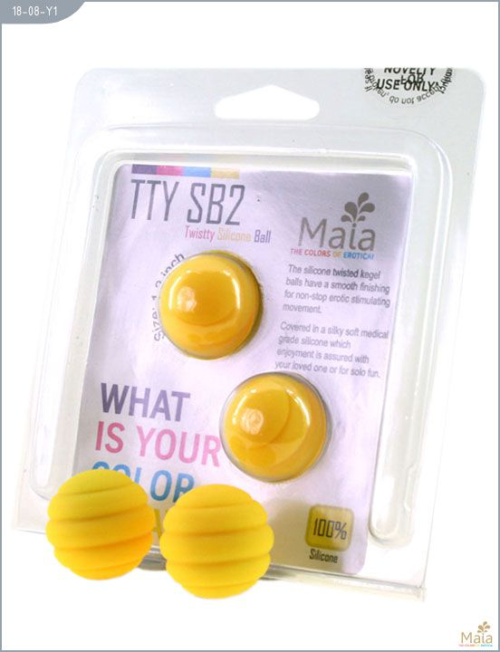 Металлические шарики Twistty с жёлтым силиконовым покрытием - 1