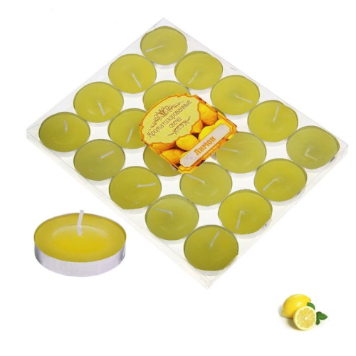 Свечи восковые в гильзе лимон (20 штук) - 0