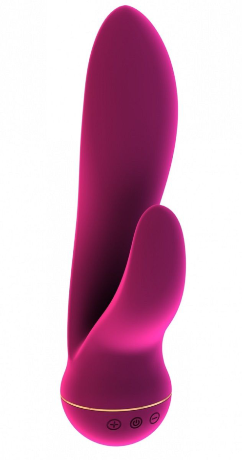 Розовый вибратор Nim с клиторальным отростком - 18,8 см. - 0