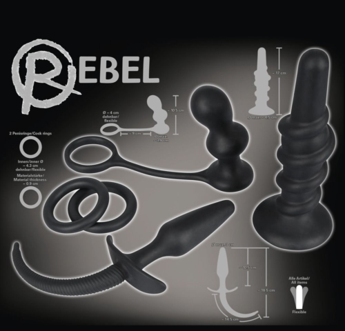 Набор чёрных стимуляторов для анальных удовольствий Rebel Anal Set - 2