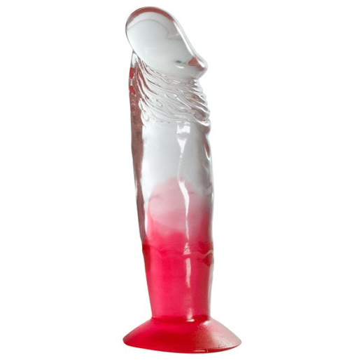 Красный фаллоимитатор с прозрачным стволом без мошонки - 17,8 см. - 0