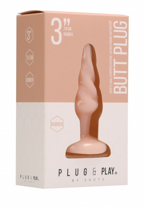 Телесная анальная пробка Butt Plug Rounded 3 Inch - 7,6 см. - 1