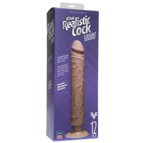 Вибратор-мулат The Realistic Cock ULTRASKYN Without Balls Vibrating 12” - 33,5 см. - 1