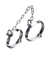  Серебристые металлические наручники с цепочкой Metal - размер L - 0