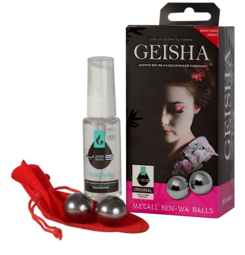 Металлические вагинальные шарики Geisha в комплекте с лубрикантом - 0