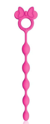 Розовая анальная цепочка с колечком-бантиком - 23 см. - 0