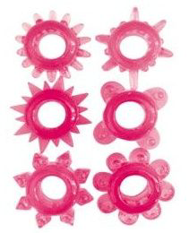Набор из 6 розовых эрекционных колец разной формы