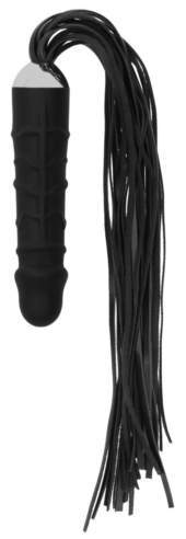 Черная плеть с рукоятью-фаллосом Whip with Realistic Silicone Dildo - 45,5 см. - 0