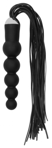 Черная плеть с рукоятью-елочкой Whip with Curved Silicone Dildo - 49,5 см. - 0