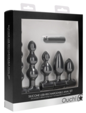 Черный анальный вибронабор USB-Rechargeable Anal Set - 1