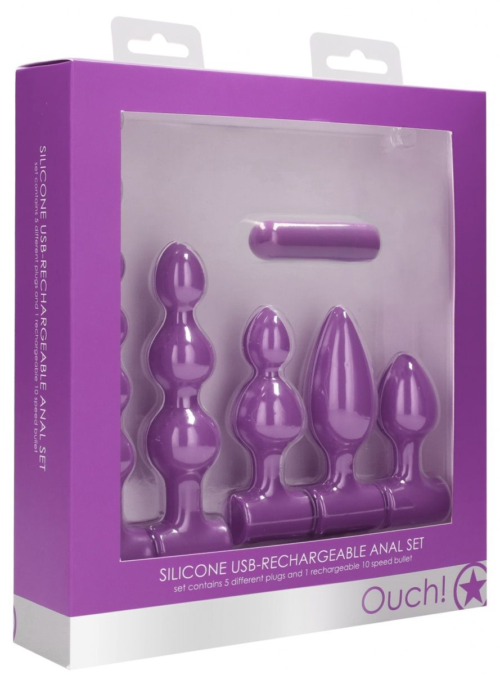 Фиолетовый анальный вибронабор USB-Rechargeable Anal Set - 1