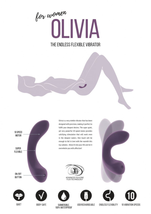 Фиолетовый гнущийся вибратор Olivia - 15,6 см. - 2
