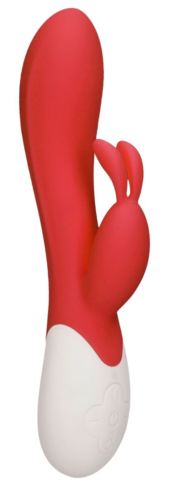 Красный вибратор-кролик Flame с функцией нагрева - 20 см. - 0