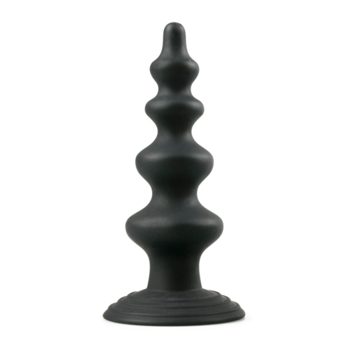 Чёрная фигурная анальная ёлочка Beaded Cone - 13,5 см. - 0