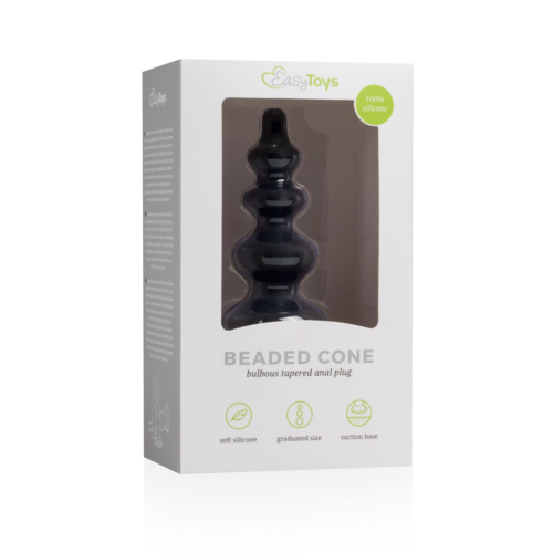 Чёрная фигурная анальная ёлочка Beaded Cone - 13,5 см. - 2