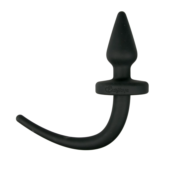 Черная пробка-конус Dog Tail Plug с хвостом - 0