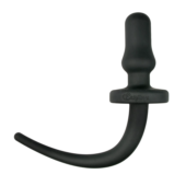 Черная анальная втулка Dog Tail Plug с хвостом - 0