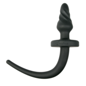 Черная витая анальная пробка Dog Tail Plug с хвостом - 0