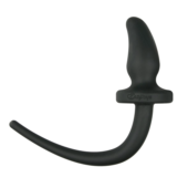 Черная анальная пробка Dog Tail Plug с хвостом - 0