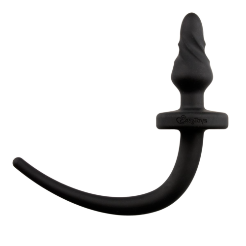 Чёрный витой анальный плаг Dog Tail Plug с хвостом - 0