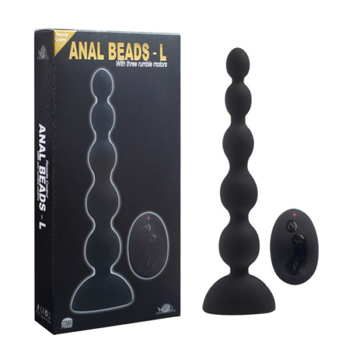 Черный анальный вибростимулятор Anal Beads L с пультом ДУ - 21,5 см. - 2