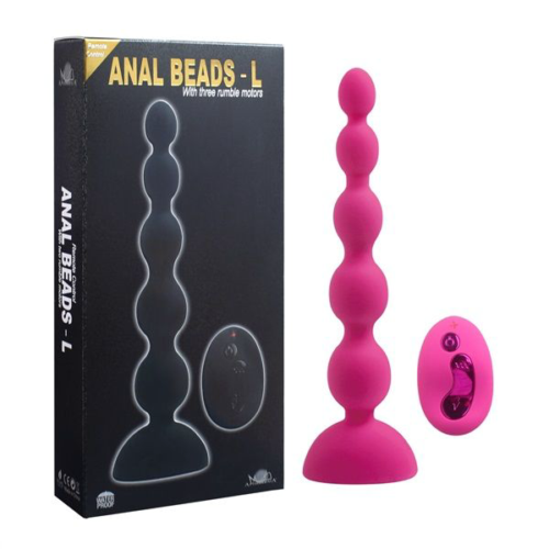 Розовый анальный вибростимулятор Anal Beads L с пультом ДУ - 21,5 см. - 2