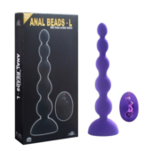 Фиолетовый анальный вибростимулятор Anal Beads L с пультом ДУ - 21,5 см. - 2