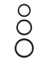 Набор из трех черных эрекционных колец Silicone 3-Ring Stamina Set - 0