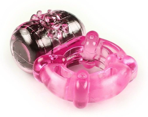 Розовое эрекционное кольцо c вибропулей - 1