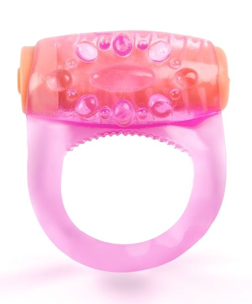 Розовое кольцо с вибропулей для усиления эрекции - 0