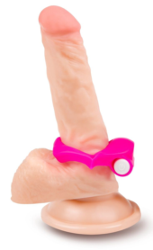 Розовое эрекционное виброкольцо в форме губ - 1