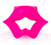 Розовое эрекционное виброкольцо в форме губ - 0