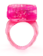 Розовое эрекционное кольцо с вибропулей - 0