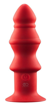Красный ребристый анальный вибромассажер - 12,7 см. - 0