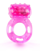 Розовое гелевое эрекционное кольцо с вибропулей - 0
