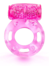 Розовое эрекционное кольцо с виброэлементом - 0