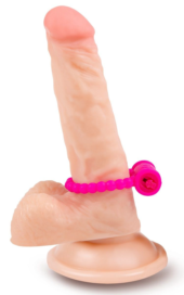 Розовое малоэластичное эрекционное кольцо с вибрацией - 1