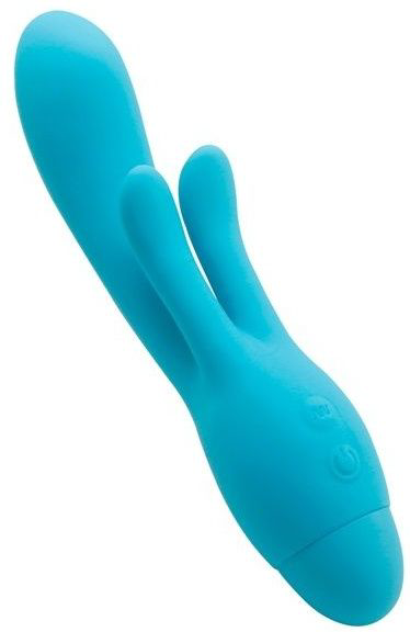 Голубой вибратор INDULGENCE Frolic Bunny - 18,5 см. - 0