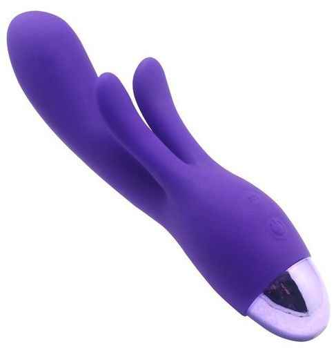 Фиолетовый вибратор INDULGENCE Rechargeable Frolic Bunny - 18,7 см. - 0