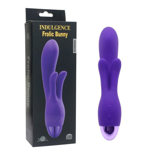 Фиолетовый вибратор INDULGENCE Rechargeable Frolic Bunny - 18,7 см. - 2