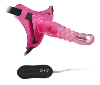 Розовый страпон на трусиках с вибрацией 10Mode Vibrations Harness-G spot Dong - 18,7 см.
