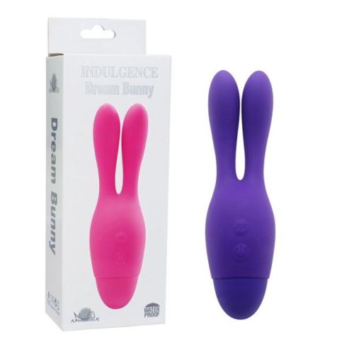 Фиолетовый вибратор INDULGENCE Dream Bunny - 15 см. - 2