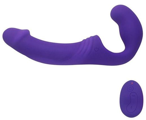 Фиолетовый безремневой вибрострапон с пультом - 21,5 см. - 0