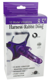 Фиолетовый страпон 10 Mode Vibrations 6.3 Harness Silicone Dildo - 15,5 см. - 1