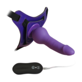 Фиолетовый страпон 10 Mode Vibrations 6.3 Harness Silicone Dildo - 15,5 см. - 0