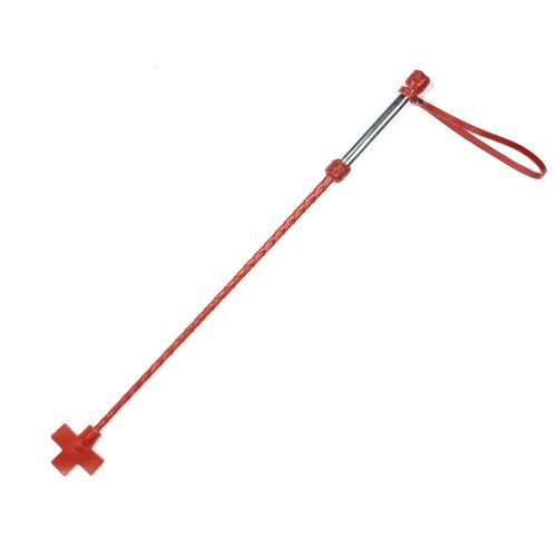 Красный стек с металлической рукоятью и крестообразным наконечником - 70 см. - 0