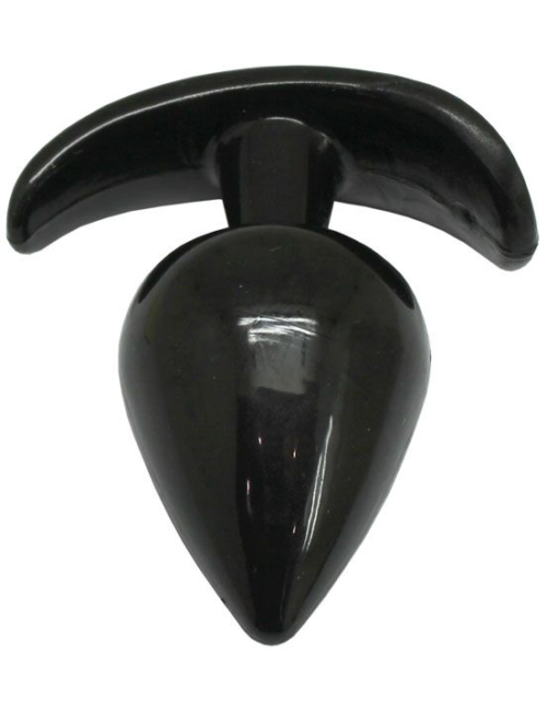 Черная коническая анальная пробка с ограничителем - 8,5 см. - 3