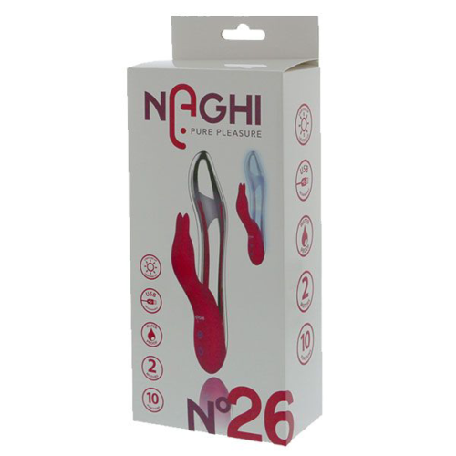 Розовый силиконовый вибратор NAGHI NO.26 со стимулятором клитора - 20 см. - 1