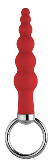 Красный анальный стимулятор-елочка с кольцом - 10,2 см. - 0